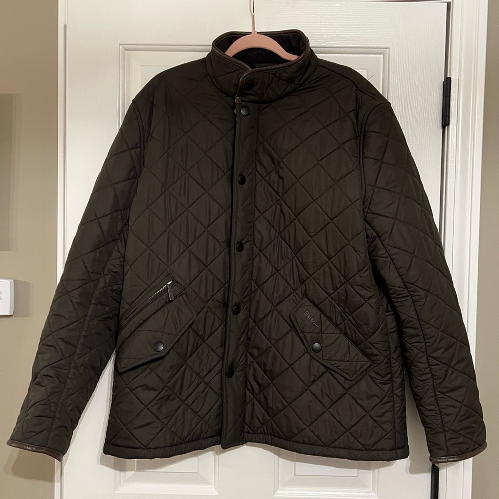 Men’s Barbour quilted leather trimmed jacket